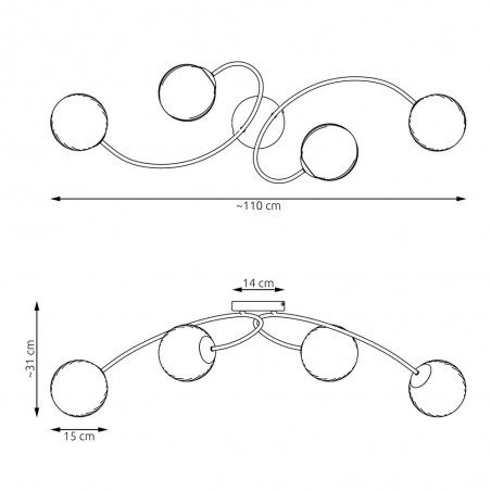 Plafón de techo Piresa (4 luces)