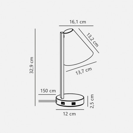 Bedside Table Lamp with USB Wilmer