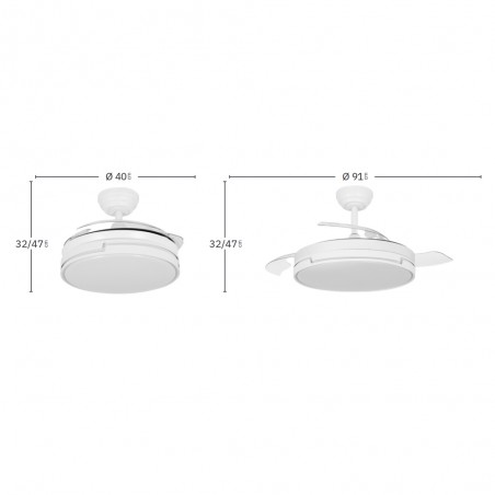 LED fan retractable blades Papiro Mini CCT (48W)