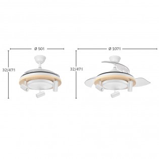 Ventilador de techo LED aspas plegables Gladiator CCT (37W+15W)