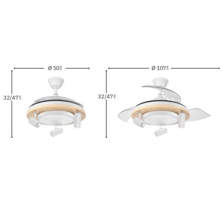 Ventilador de techo LED aspas plegables Gladiator CCT (37W+15W)