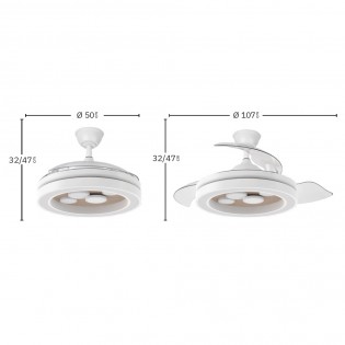 Ventilador de techo LED aspas plegables Cupido CCT (55W)
