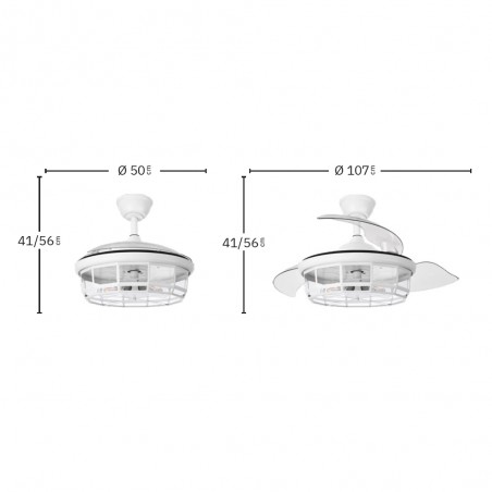 Ventilador de techo con asplas plegables Tornado
