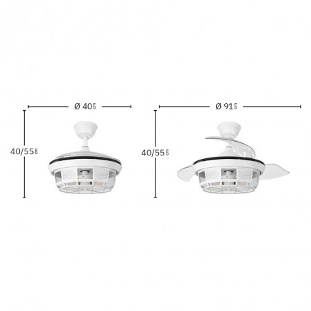Ceiling fan with folding blades Tornado Mini (3 lights)