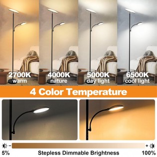 Lámpara de pie LED Brenan CCT Dim (30+6W)