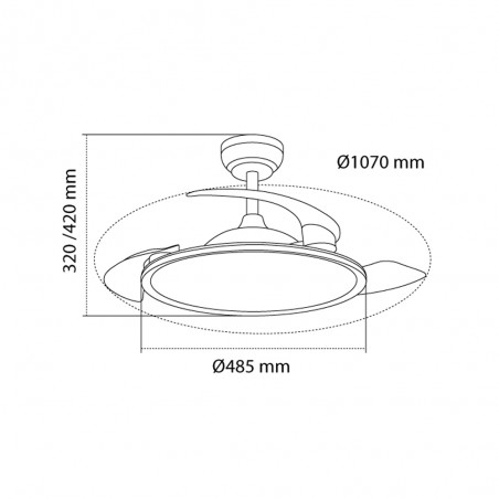 Ventilador LED aspas plegables Trident CCT Dim (72W)