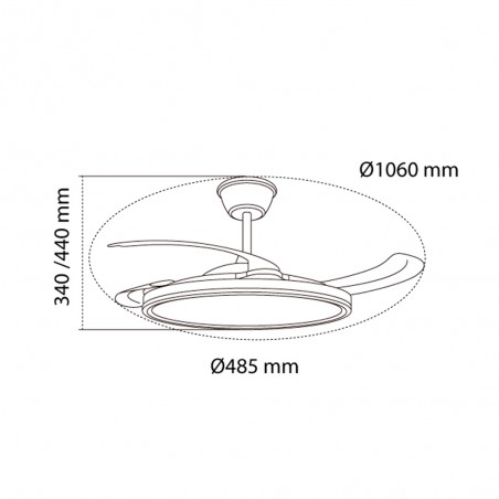 Ventilador LED aspas retráctiles Astor CCT Dim (45+9W)
