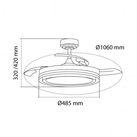 LED Ceiling Fan retractable blades Nasot CCT Dim (72W)