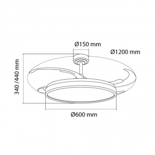 Folding blades LED fan Panam L CCT Dim (80W)