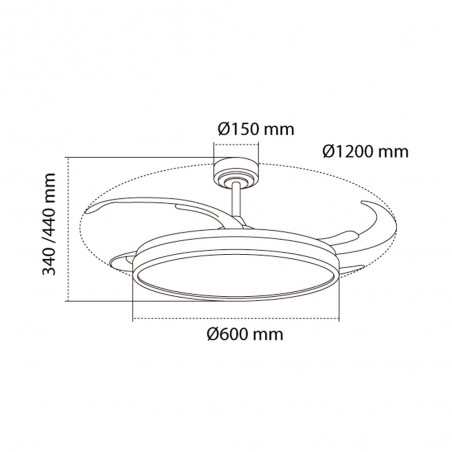 Folding blades LED fan Panam L CCT Dim (80W)