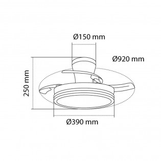 LED fan folding blades Supereco Long Mini CCT (39W)