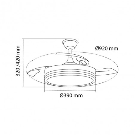 Ventilador LED aspas retráctiles Supereco Mini CCT Dim (39W)