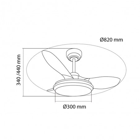 LED ceiling fan Stel TL Mini CCT Dim (35W)