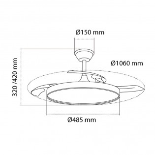 LED ceiling fan folding blades Polaris CCT Dim (43W)