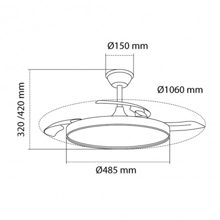 LED ceiling fan folding blades Polaris CCT Dim (43W)