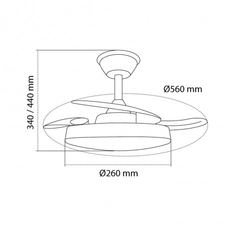 LED Ceiling Fan retractable blades Hornet CCT Dim (32W)