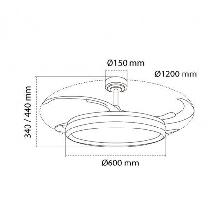 LED ceiling fan folding blades Charly L CCT Dim (80W)