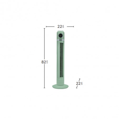 Ventilador Torre Artico Verde 45w 3velocidades C/remoto Y Temporizador Display Fijo Y Rotatorio 82x22x22cm