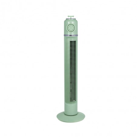 Ventilador Torre Huracan Verde 45w 3velocidades Temporizador  Fijo Y Rotatorio 75x22x22cm