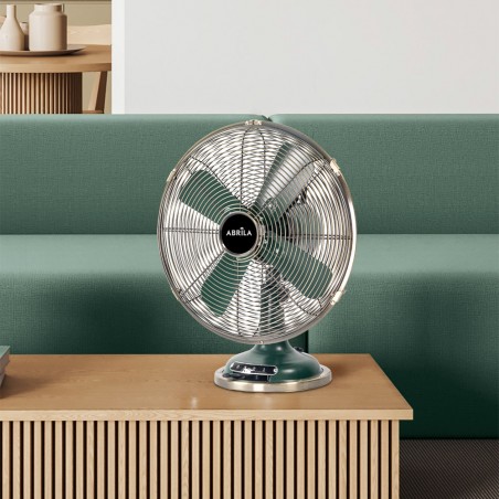 Ventilador Sobremesa Capitolio Oliva/cuero 37w 3velocidades 4asp Fijo Y Rotatorio 42x35x27cm