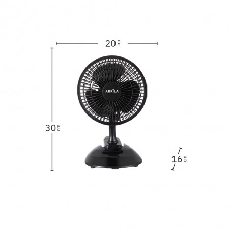 Ventilador Sobrem.c/pinza Nervion Negro 2velocidades 20w  2en1 30x20x16cm