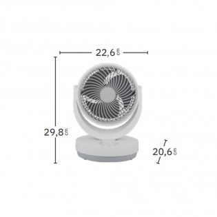 Ventilador Sobremesa Blanco/gris Lagos 3velocidades 35w 3aspas Orientable 29,8x22,6x20,6cm