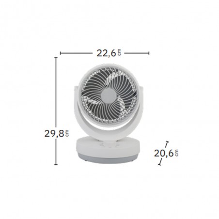 Ventilador Sobremesa Blanco/gris Lagos 3velocidades 35w 3aspas Orientable 29,8x22,6x20,6cm
