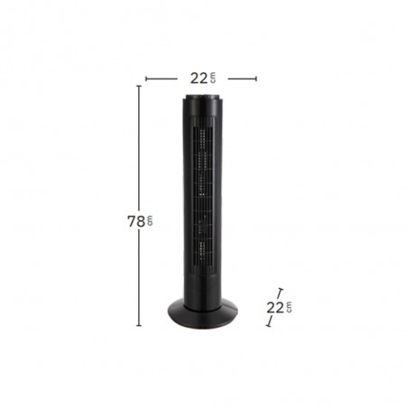 Ventilador De Torre Picaro Negro 3vel 50w C/remoto Temporizador,fijo Y Rotatorio 74x22x22cm