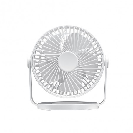 Miniventilador Sobremesa BretaÃ±a Blanco 5w 3+1velocidades Recargable Alimentacion Usb Orientable 5aspas 17x15x11,5cm