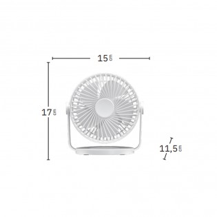 Miniventilador Sobremesa BretaÃ±a Blanco 5w 3+1velocidades Recargable Alimentacion Usb Orientable 5aspas 17x15x11,5cm