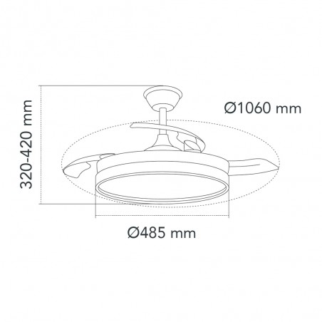 Ventilador LED aspas retráctiles Paneco CCT Dim (45W)