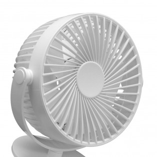 Ventilador Sobremesa C/pinza PeÃ±afiel Blanco 5w 3+1vel Recargable Alimentacion Usb 5aspas Motor Dc 18x16x13cm Inalambrico