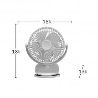 Ventilador Sobremesa C/pinza PeÃ±afiel Blanco 5w 3+1vel Recargable Alimentacion Usb 5aspas Motor Dc 18x16x13cm Inalambrico