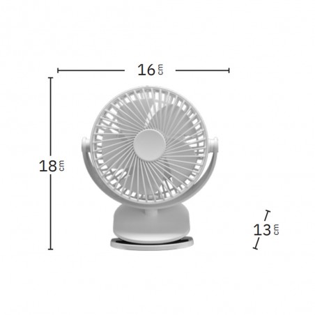 Fan with clamp and rechargeable battery Peñafiel (5W)