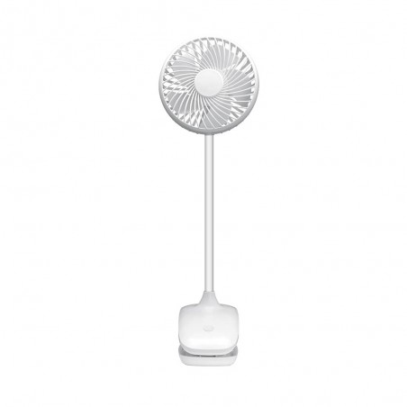 Ventilador Sobremesa C/pinza Sines Blanco 5w 3+1velocidades Recargable Alimen.usb 5asp Motor Dc 36x12,5x11,5cm Inalambrico