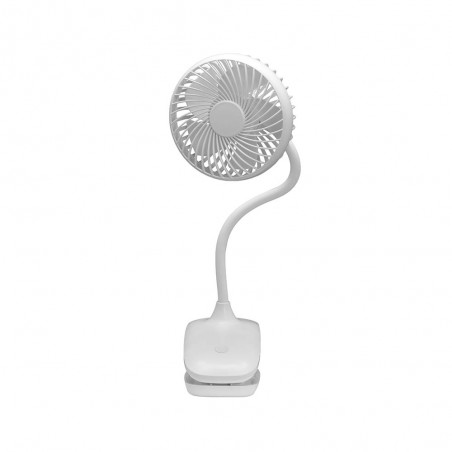 Ventilador Sobremesa C/pinza Sines Blanco 5w 3+1velocidades Recargable Alimen.usb 5asp Motor Dc 36x12,5x11,5cm Inalambrico