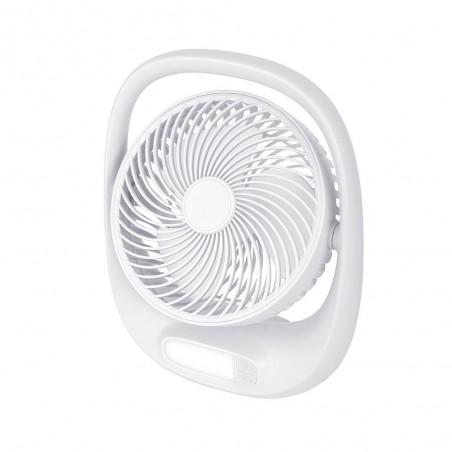 Ventilador Inalambrico Sobremesa Aguila Blanco 5w 3vel Recargable C/luz, Alim.usb Orientable 180Âº 3asp 30x25x8 CM