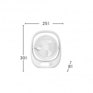 Ventilador Inalambrico Sobremesa Aguila Blanco 5w 3vel Recargable C/luz, Alim.usb Orientable 180Âº 3asp 30x25x8 CM