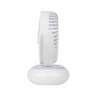 Ventilador Inalambrico Sobremesa Bengali Blanco 5w 3vel Recargable C/luz, Aliment.USB, Fijo Y Rotatorio 3Aspas 27x23x16cm