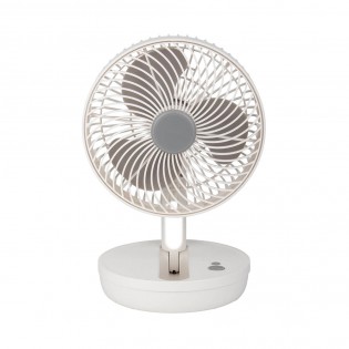 Ventilador Inalambrico Sobremesa Pacheco Blanco/gris 5w 3vel Recargable C/luz, Alim.usb, Orientable 3aspas 29x19x16cm