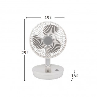Ventilador Inalambrico Sobremesa Pacheco Blanco/gris 5w 3vel Recargable C/luz, Alim.usb, Orientable 3aspas 29x19x16cm