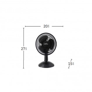 Ventilador Sobremesa Pizarro Mini Negro 2vel 20w Orientable 27x20x15cm