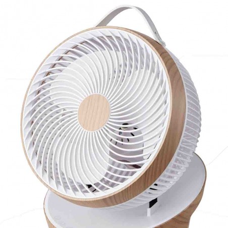 Ventilador Sobremesa Petirrojo Blanco/madera 25w 12vel 3asp Motor Dc Remoto,temporizador 36,3x27,5x24,8cm