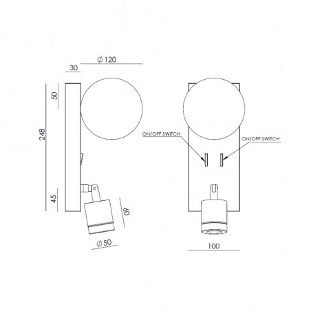 Aplique de pared con lector LED Tea (3W)