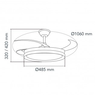 LED fan with retractable blades Michu Evo CCT Dim Smart (72W)