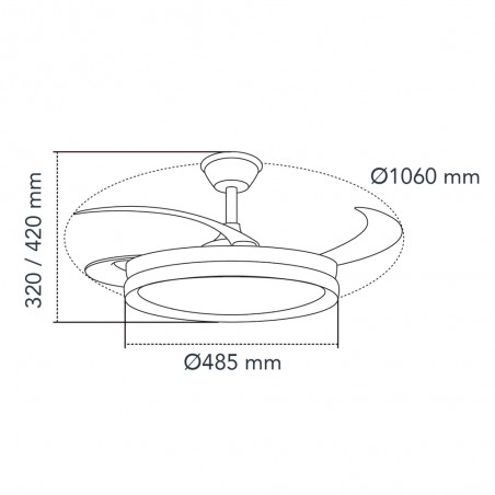 LED fan with retractable blades Michu Evo CCT Dim Smart (72W)
