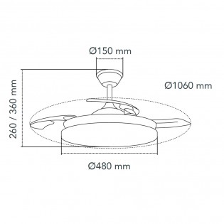 Ventilador LED con aspas retráctiles Zenit M Eco CCT Dim (45W)