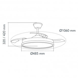 Ventilador LED con aspas retráctiles Palmer CCT Dim (36W)