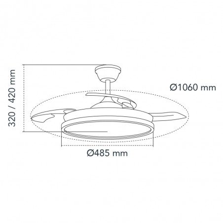 Ventilador LED con aspas retráctiles Palmer CCT Dim (36W)