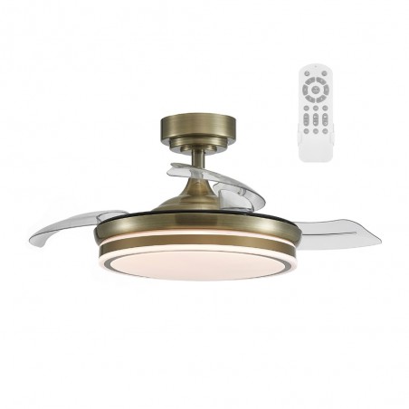 LED fan with retractable blades Perla Mini Leather CCT (35W)